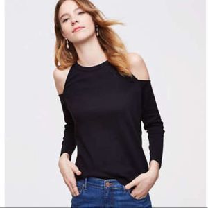 LOFT NWT black cold shoulder top medium petite